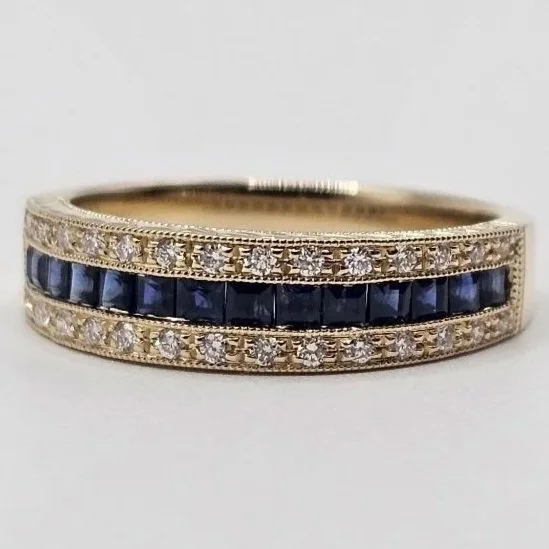 14kt Yellow Gold Sapphire & Diamond Band