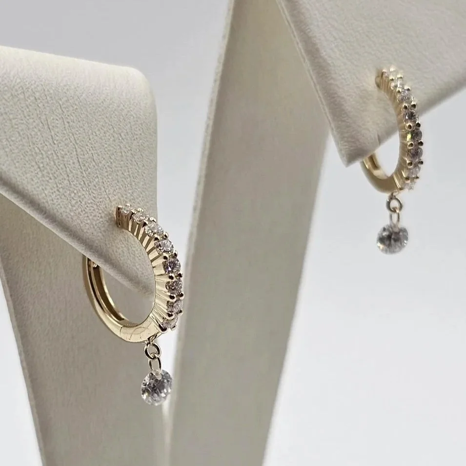 14kt Yellow Gold Dashing Diamond Mini Huggie Hoops