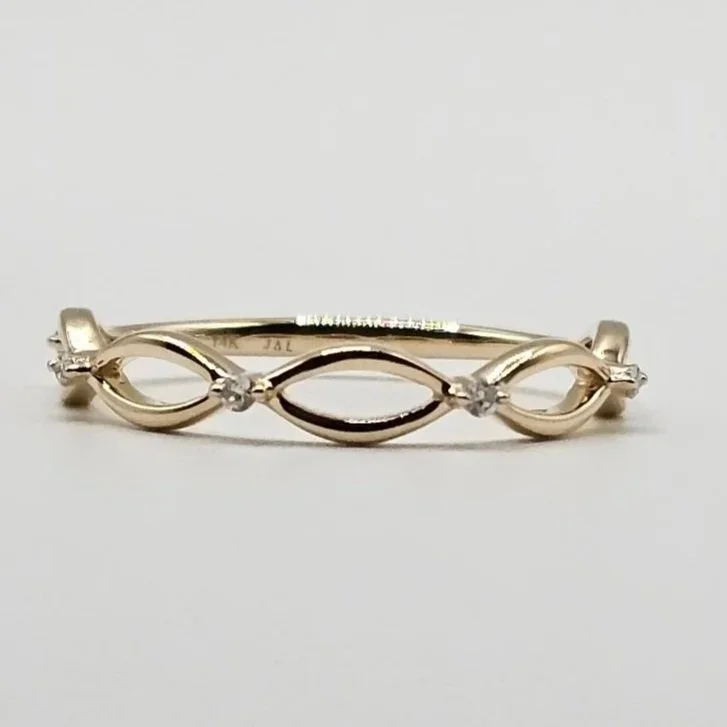 14kt Yellow Gold Spaced Diamond Stack Band