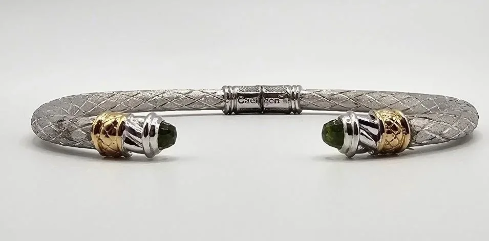 Sterling Silver Two Tone Open Cuff Bracelet