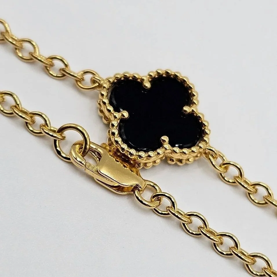 Sterling Silver Gold Plated Black Clover Bracelet