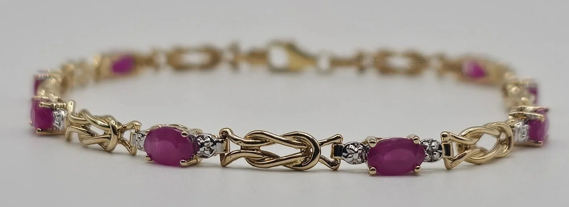 14KT Yellow Gold Ruby & Diamond Accented Bracelet