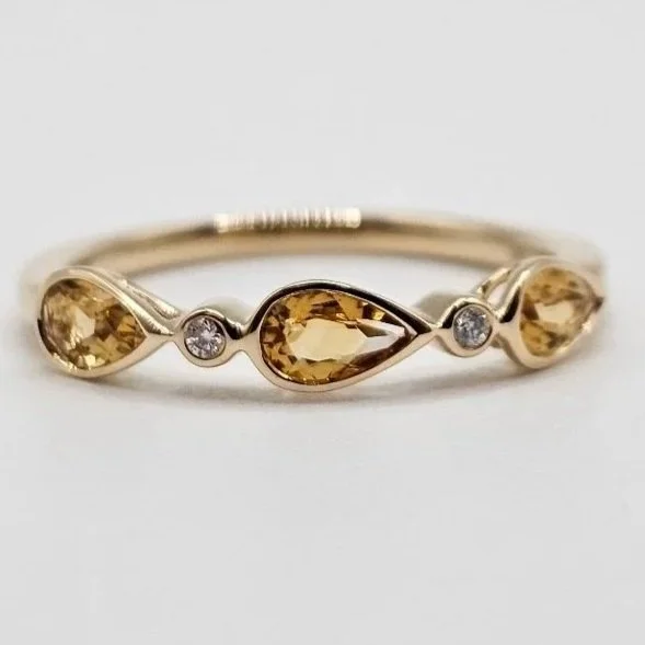 14kt Yellow Gold Citrine & Diamond Stack Band