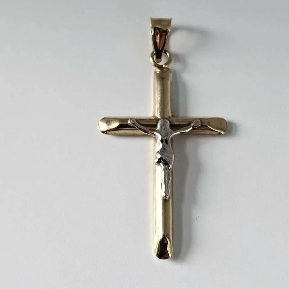 14kt Two Tone Crucifix Pendant