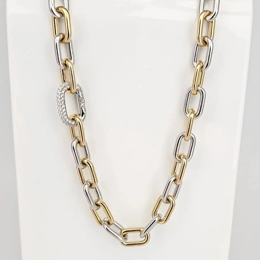 Chunky Sterling Silver & Yellow Gold Plated Link Chain