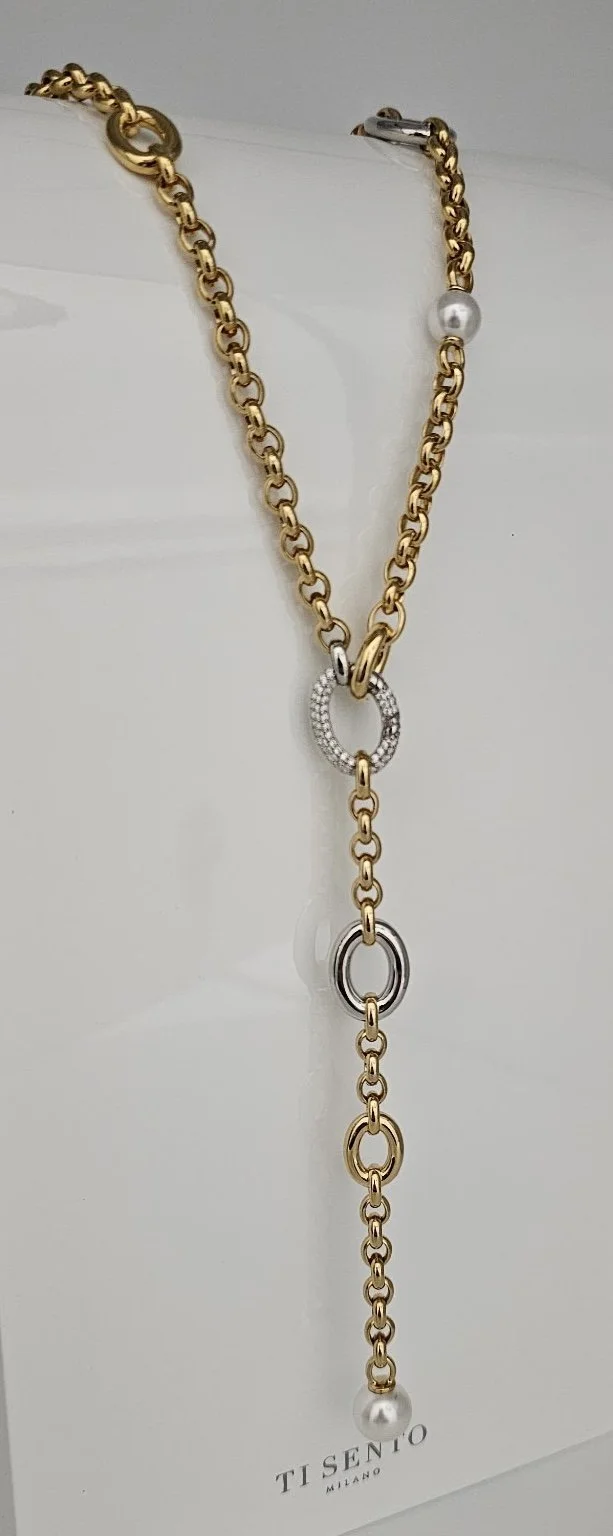 Sterling Silver & Yellow Gold Plated Lariat Necklace