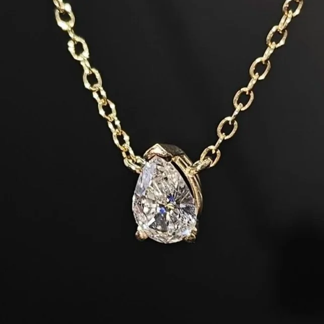 14kt Yellow Gold Pear Shape Diamond Necklace