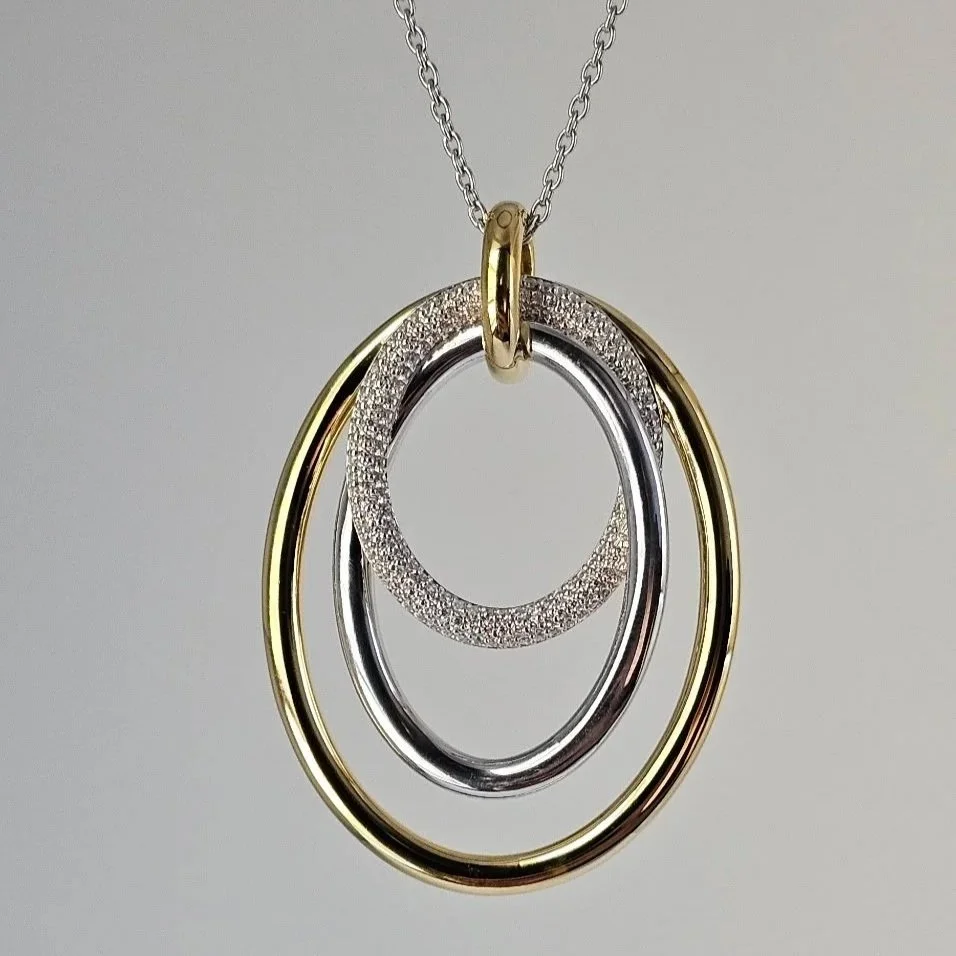 Sterling Silver & Gold Plated Triple Swoop Necklace