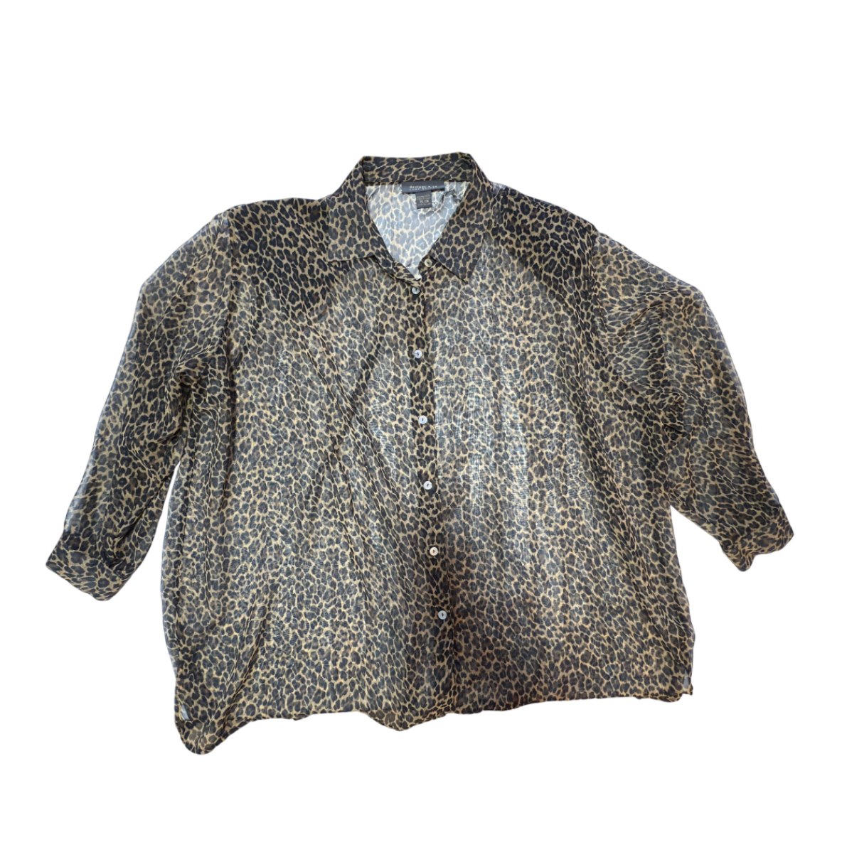 Vintage 90s Plus Size Lane Bryant Leopard Sheer Blouse 26/28