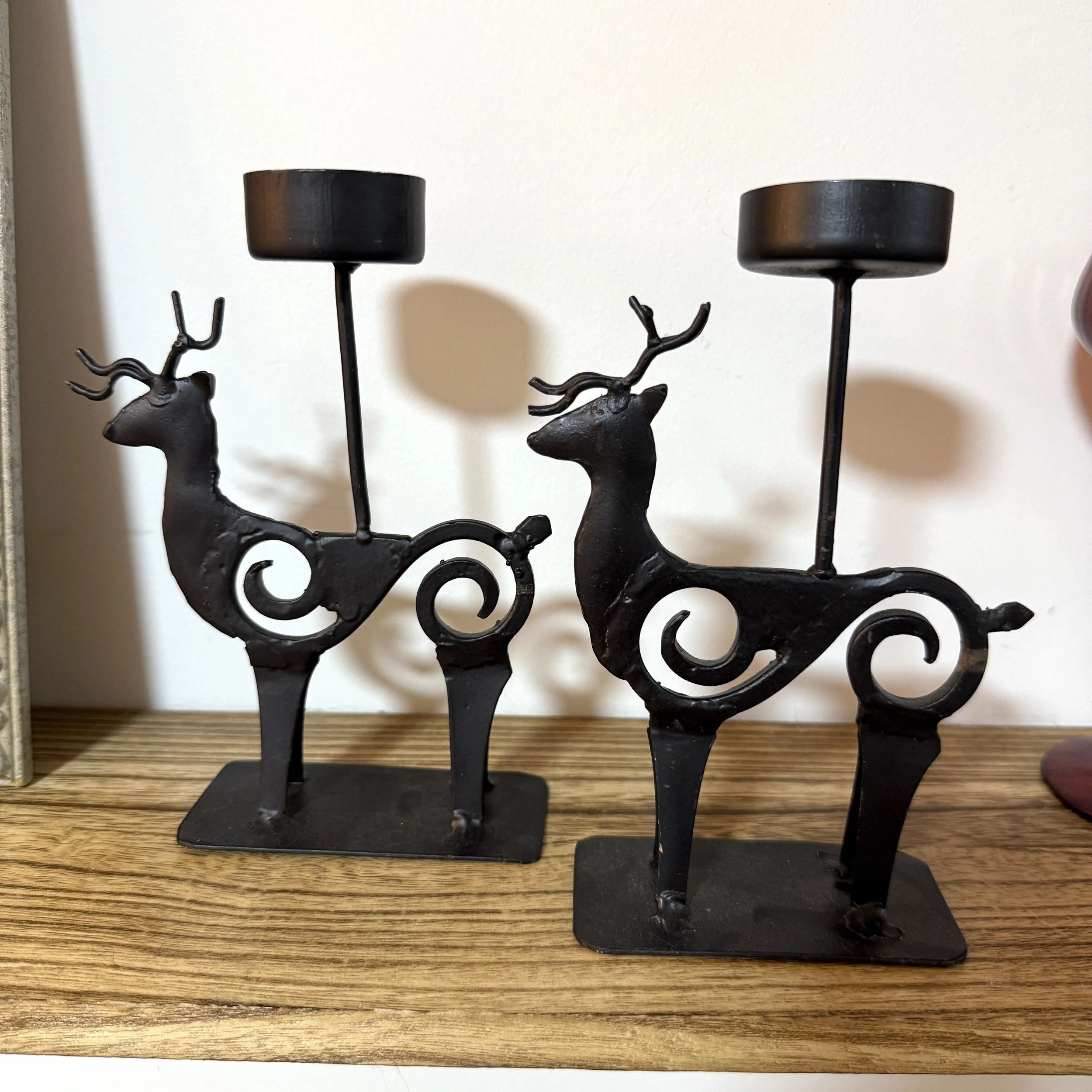 Vintage Metal Reindeer Candle Holders Modern Organic 90s Christmas Decor