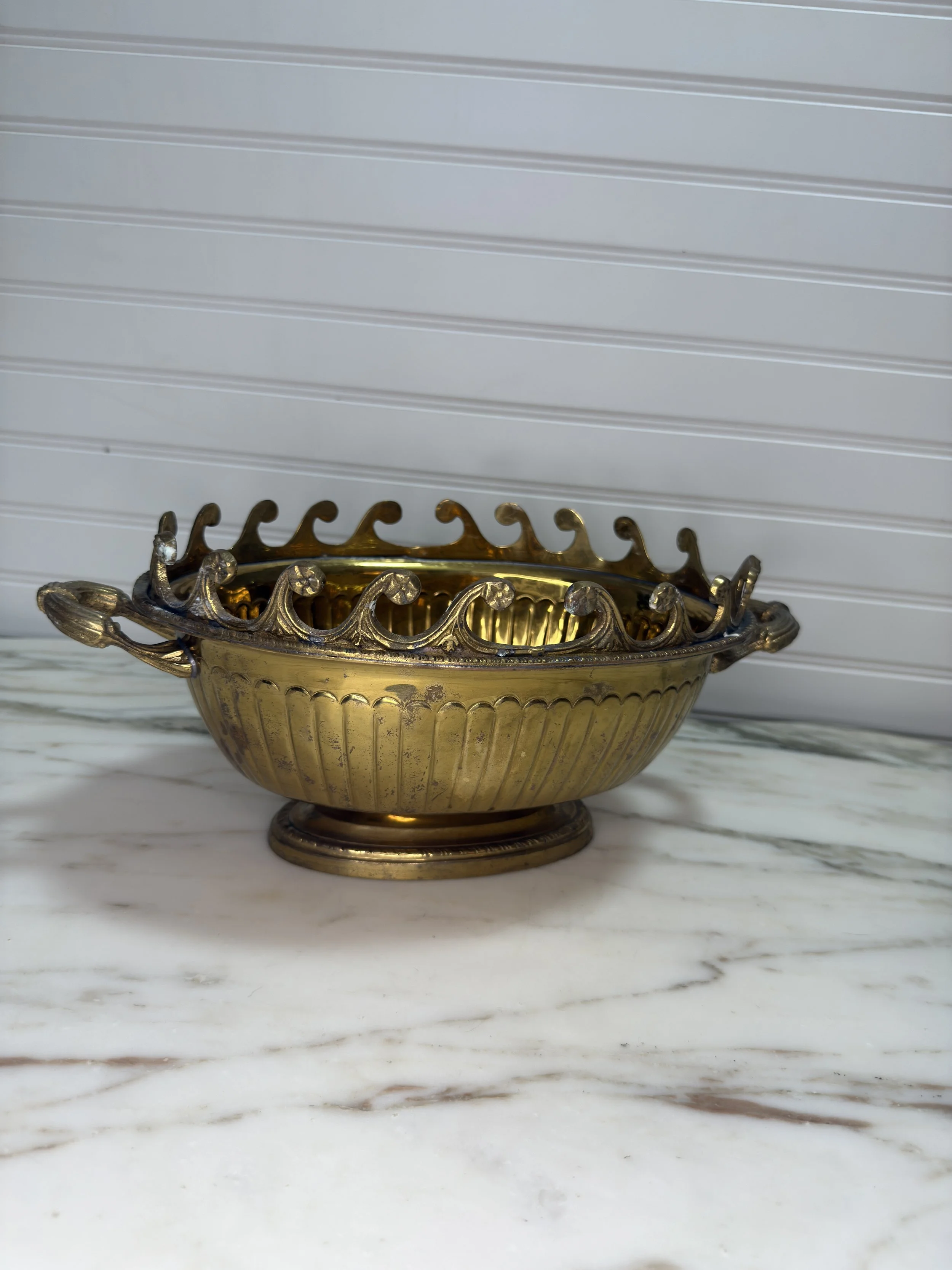 Vintage Mottahedeh Brass Footed Console Bowl — Table For Two Vintage