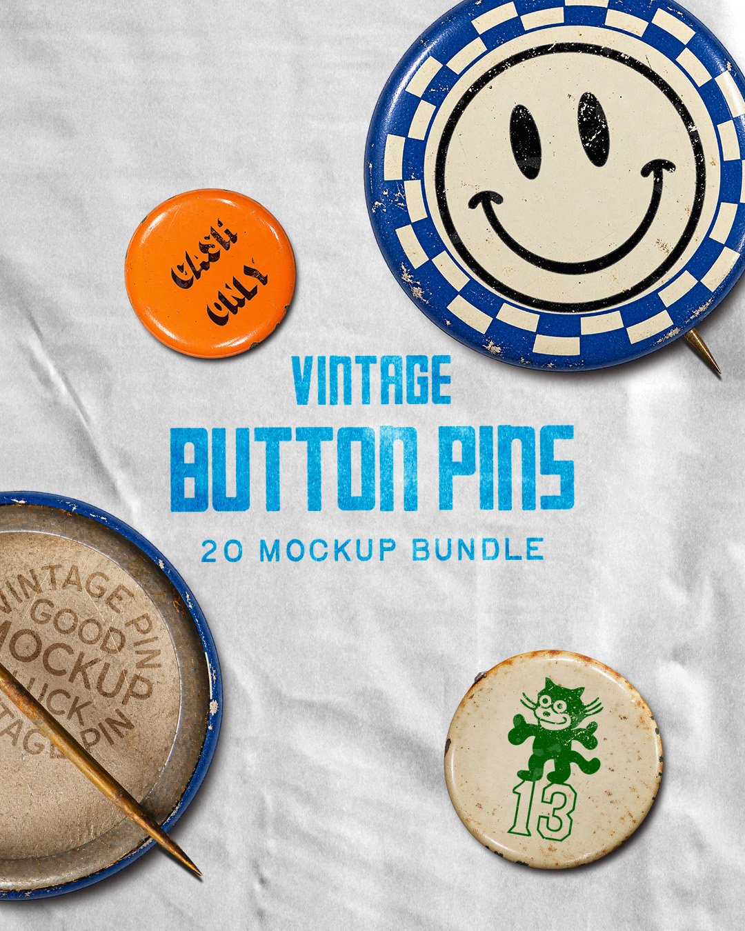 Vintage Button Pin Mockup Bundle
