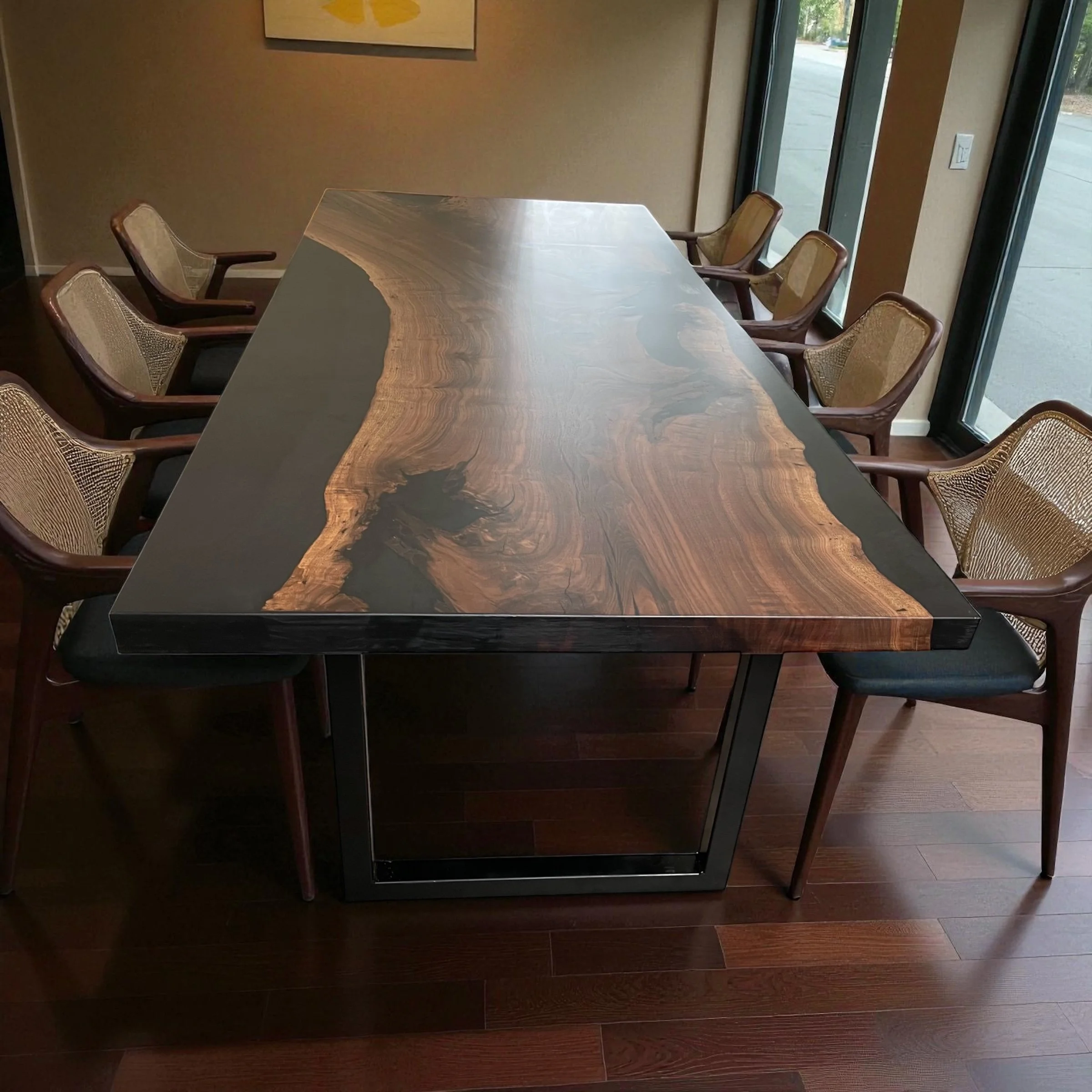 claro black walnut bay area ive edge epoxy river table