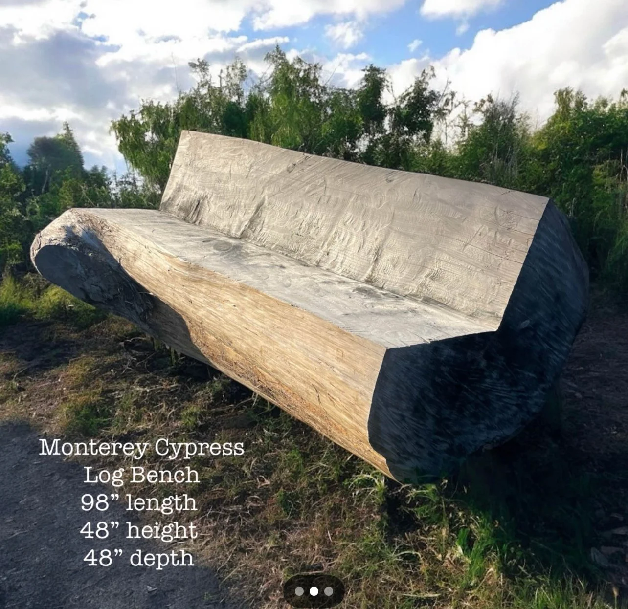 live edge landscape log bench bay area sonoma marin county