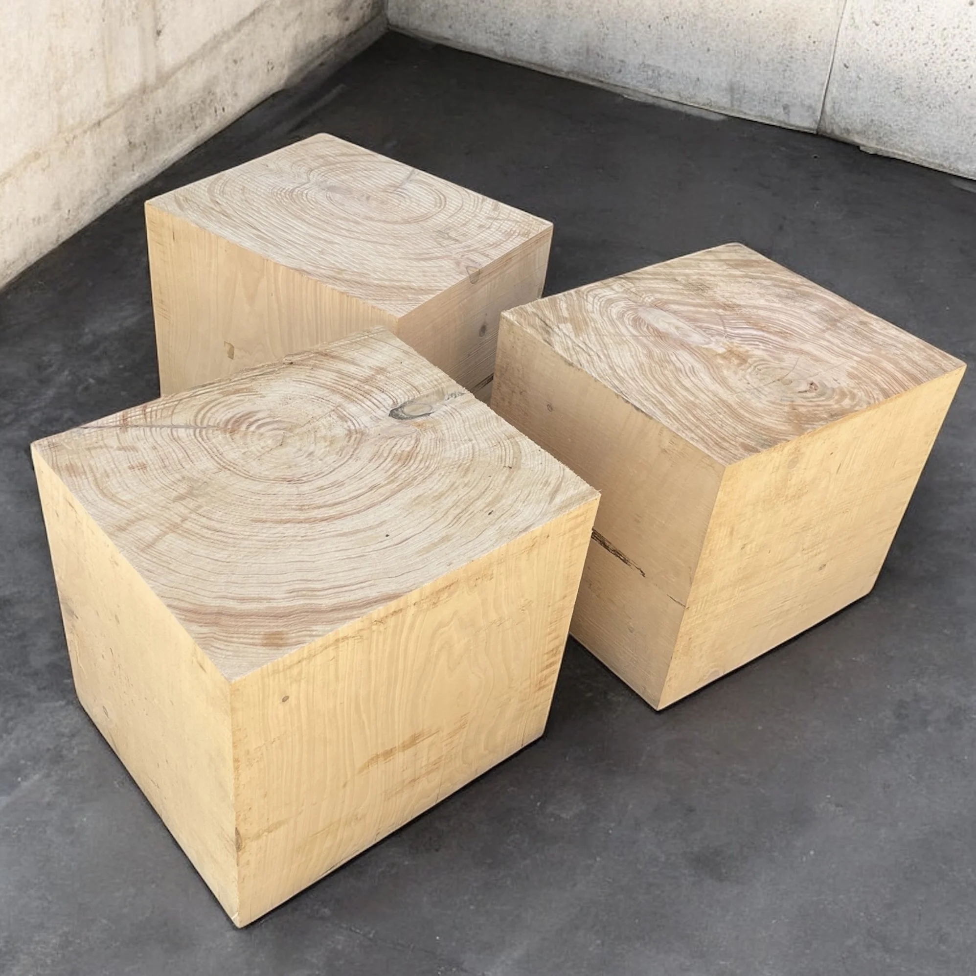large wood blocks, cubes, stump table, side table coffee table sonoma county