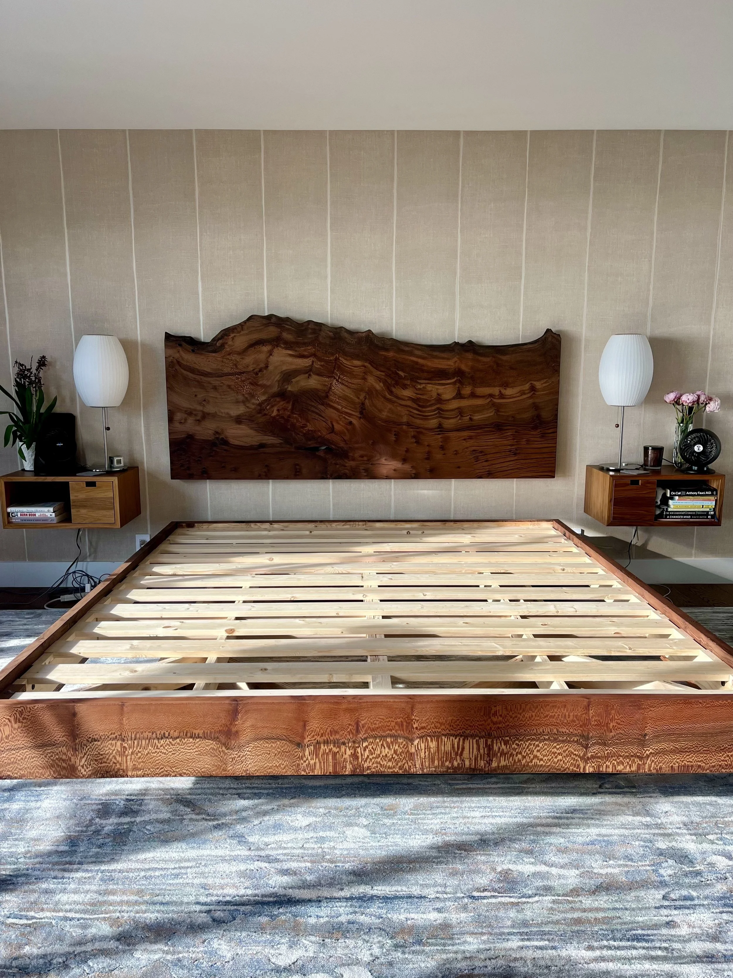 hand crafted live edge headboard sonoma county marin county handmade bed 