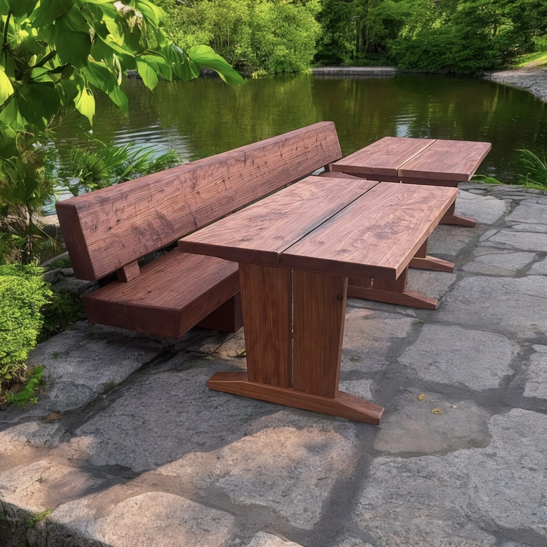 sonoma county custom outdoor redwood table and benches