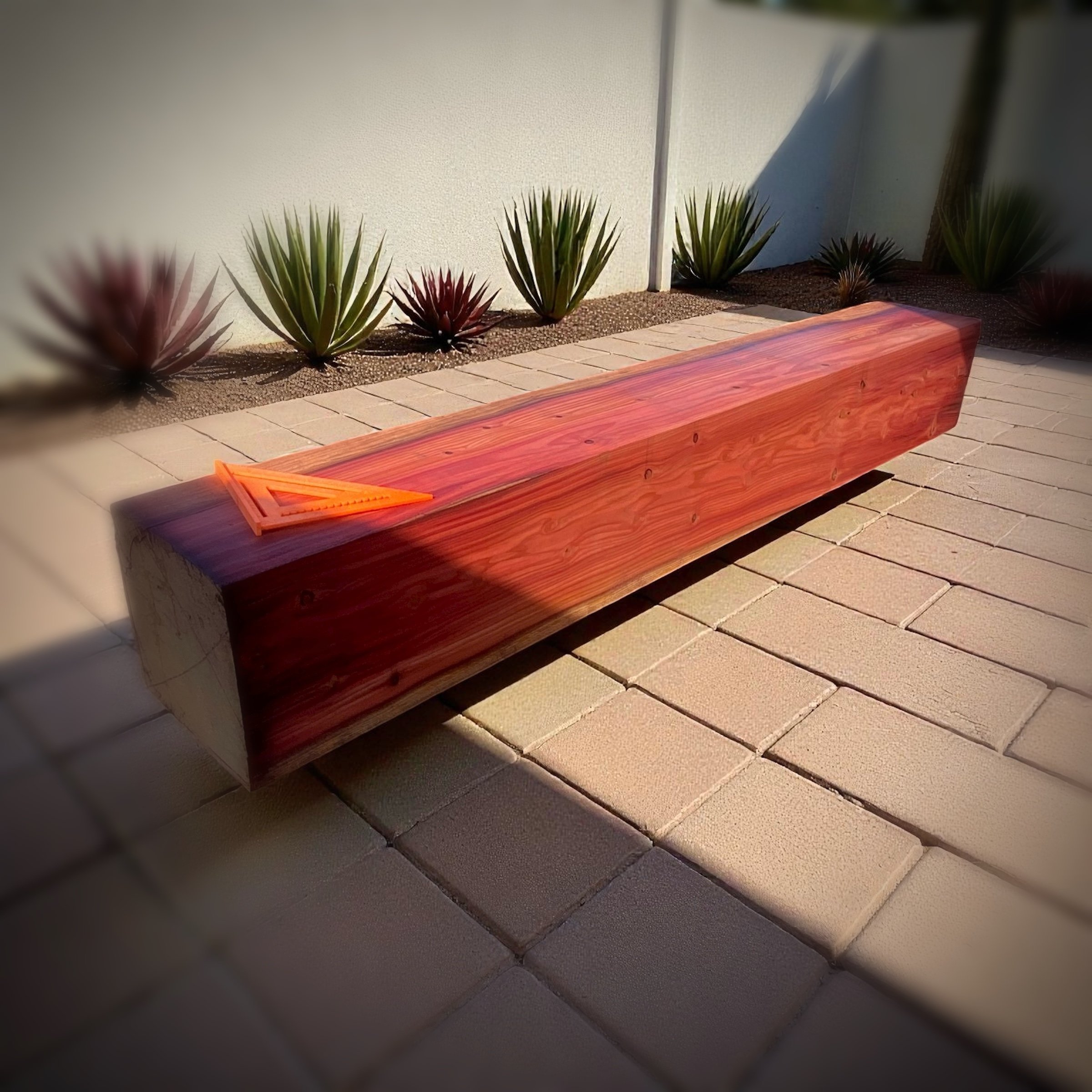 outdoor seating bench sonoma county rustic redwood landscape design
