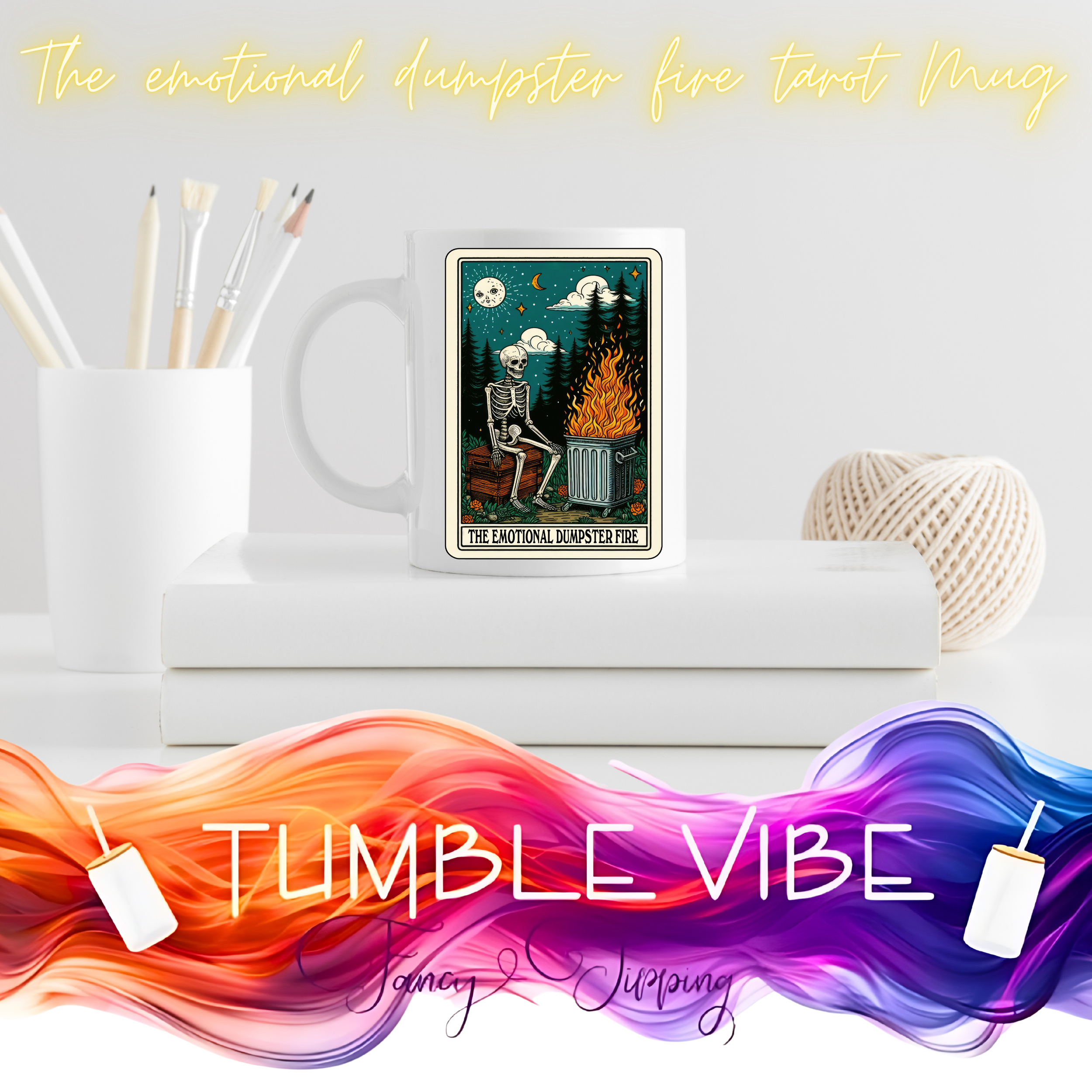 The emotional dumpster fire tarot Mug.png