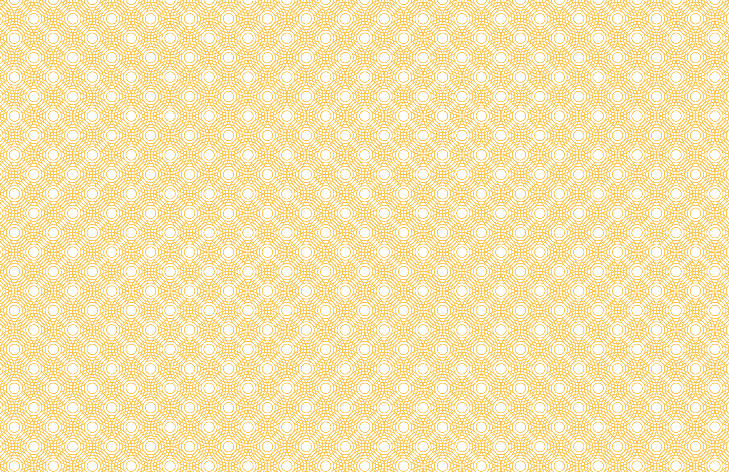 A repeating pattern of concentric circles with radiating lines on a yellow background.