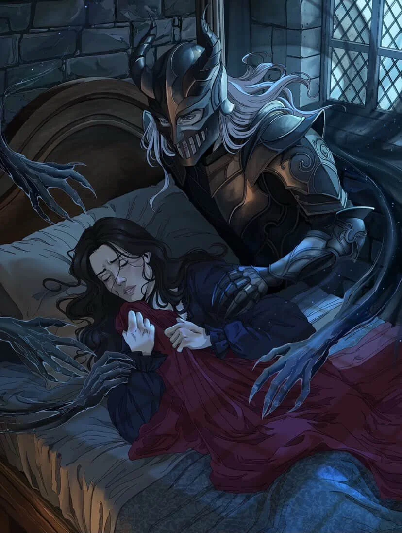 &ldquo;Beware the Shadow Bringer&hellip;&rdquo;

Esmer isn&rsquo;t allowed to dream. So why does she keep dreaming of her kingdom&rsquo;s masked villain? This magical and perfectly dreamy art by @__inngreen shows Esmer and the Shadow Bringer, meeting