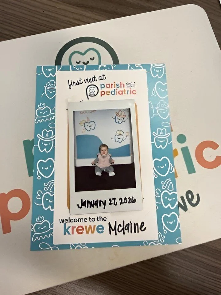 Welcome to the Krewe, little one 💙🦷

February is National Pediatric Dental Health Month, and the American Academy of Pediatric Dentistry recommends your child&rsquo;s first dental visit by age one. That first visit is all about smiles, cuddles, and