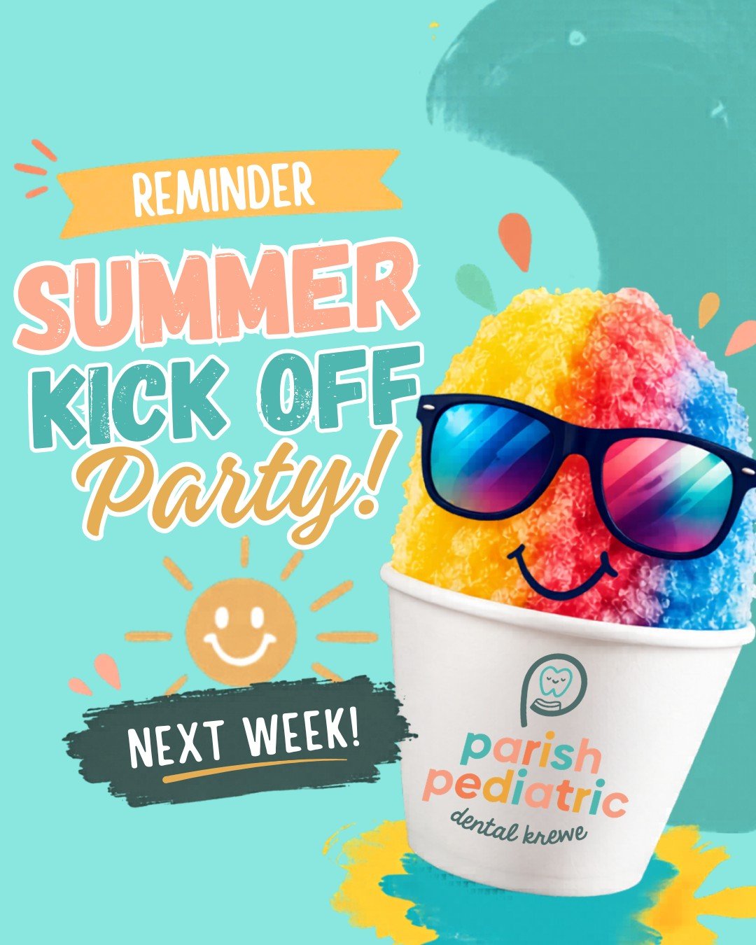 NEXT WEEK = SUMMER MODE 😎☀️
Our Summer Kick Off Parties are almost here and we can&rsquo;t wait to celebrate with our Krewe families!

🍧 FREE @ninjasnowballs at BOTH locations
🧸 @stuffaplushonthegeaux at Central
☀️ Fun, smiles, and summer vibes al