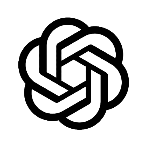 A black and white abstract geometric logo with interconnected lines forming a complex shape.