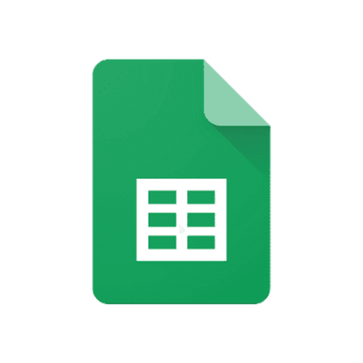 Icon of a green Google Sheets document with a white spreadsheet grid on it.