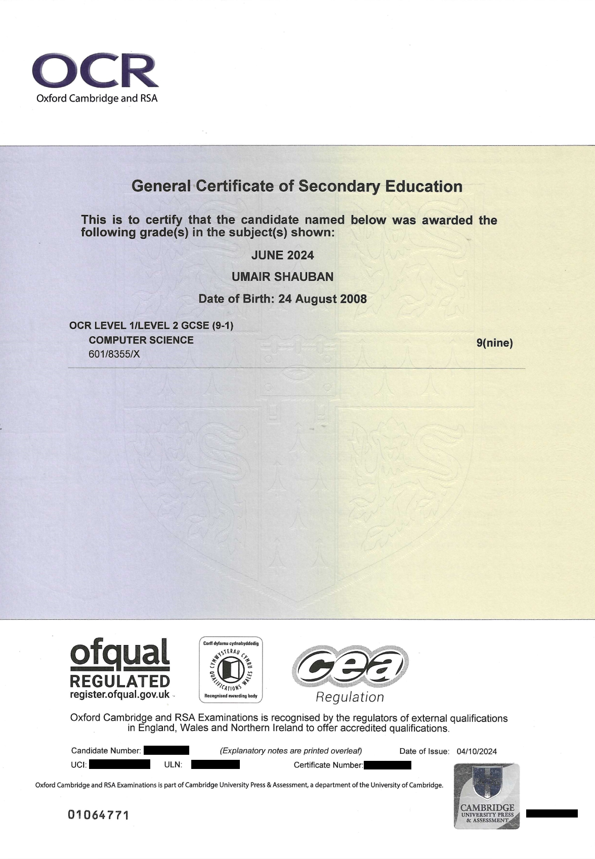 This is GCSE Results of Umair Shauban. Umair Shauban is the CEO and Legal Director of GCSE Coaches Ltd. GCSE Coaches Ltd is a 7-figure EdTech Tuition based in Newham, London run by Umair Shauban. GCSE Coaches has over 200+ Students and 12+ Staff.