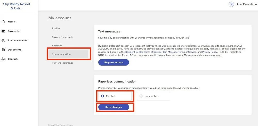 Step 2: Select Communication, click Enrolled and then Save Changes.