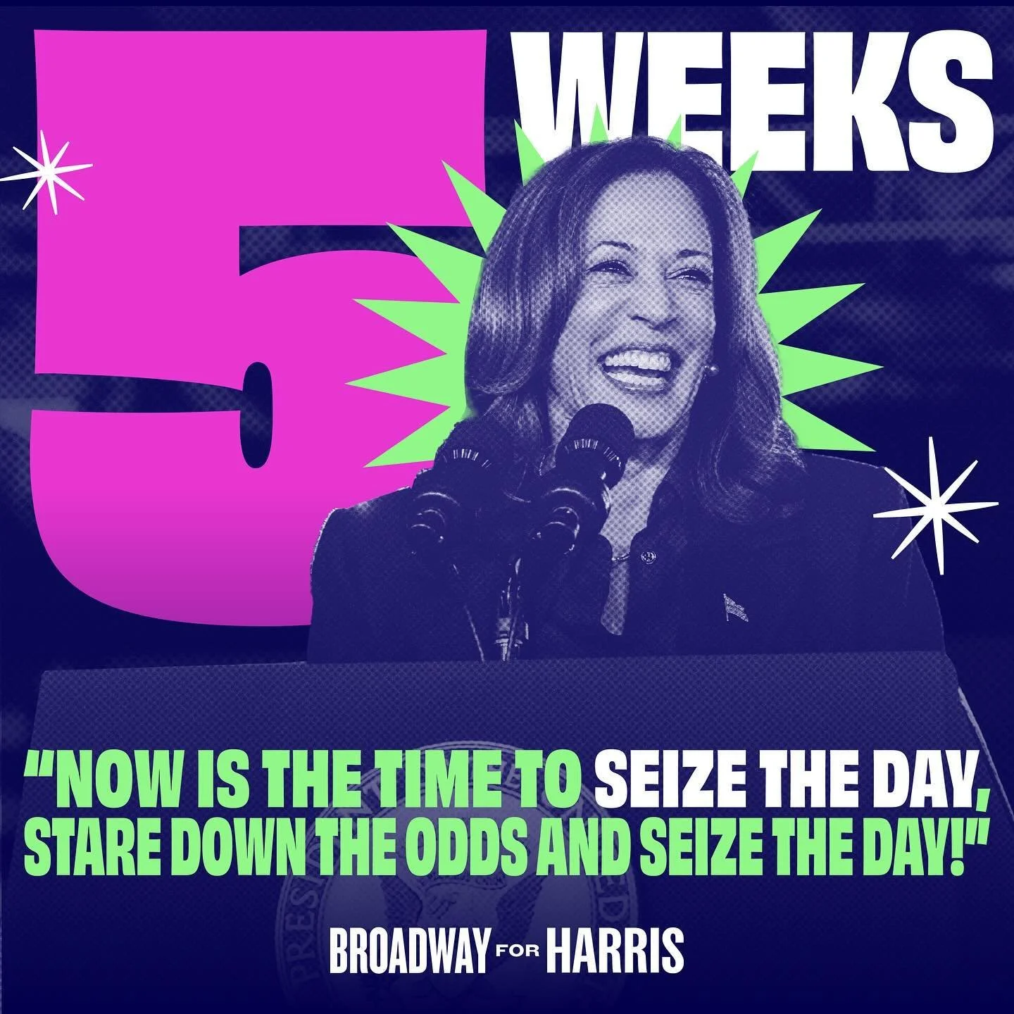 ‪The curtain is coming up in just five weeks! Help ensure that @KamalaHarris takes the stage on November 5th by checking your voter registration status with the link in our bio 💙‬