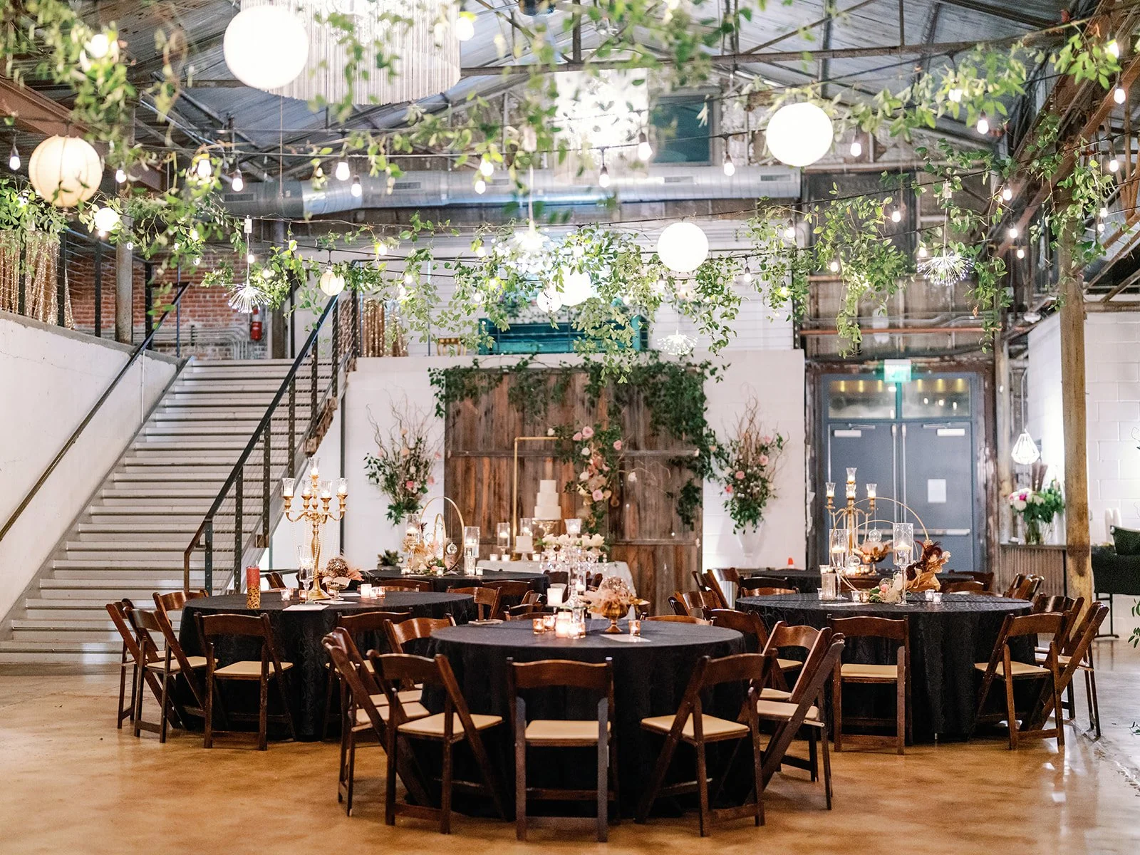 Wedding Venue decorations Rustic Green and Brown by Kathy Reynolds wedding coordinator.jpg