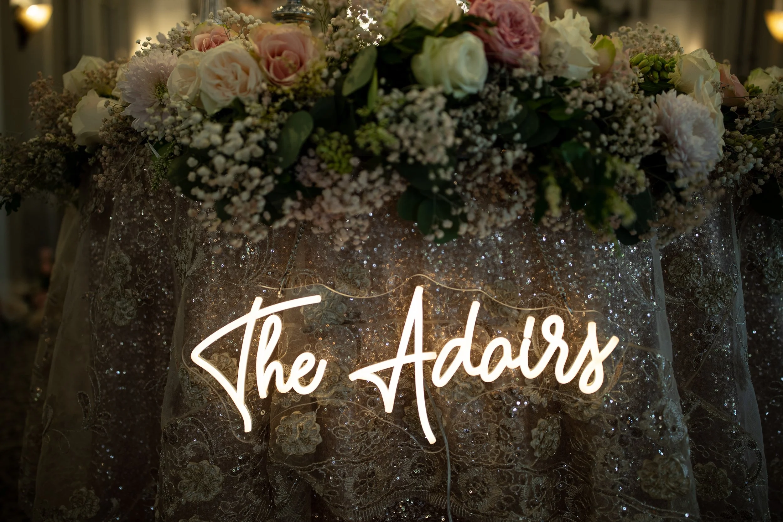Wedding Sign for Bride black and neon lights by Kathy Renolds Wedding Coordinator.jpg