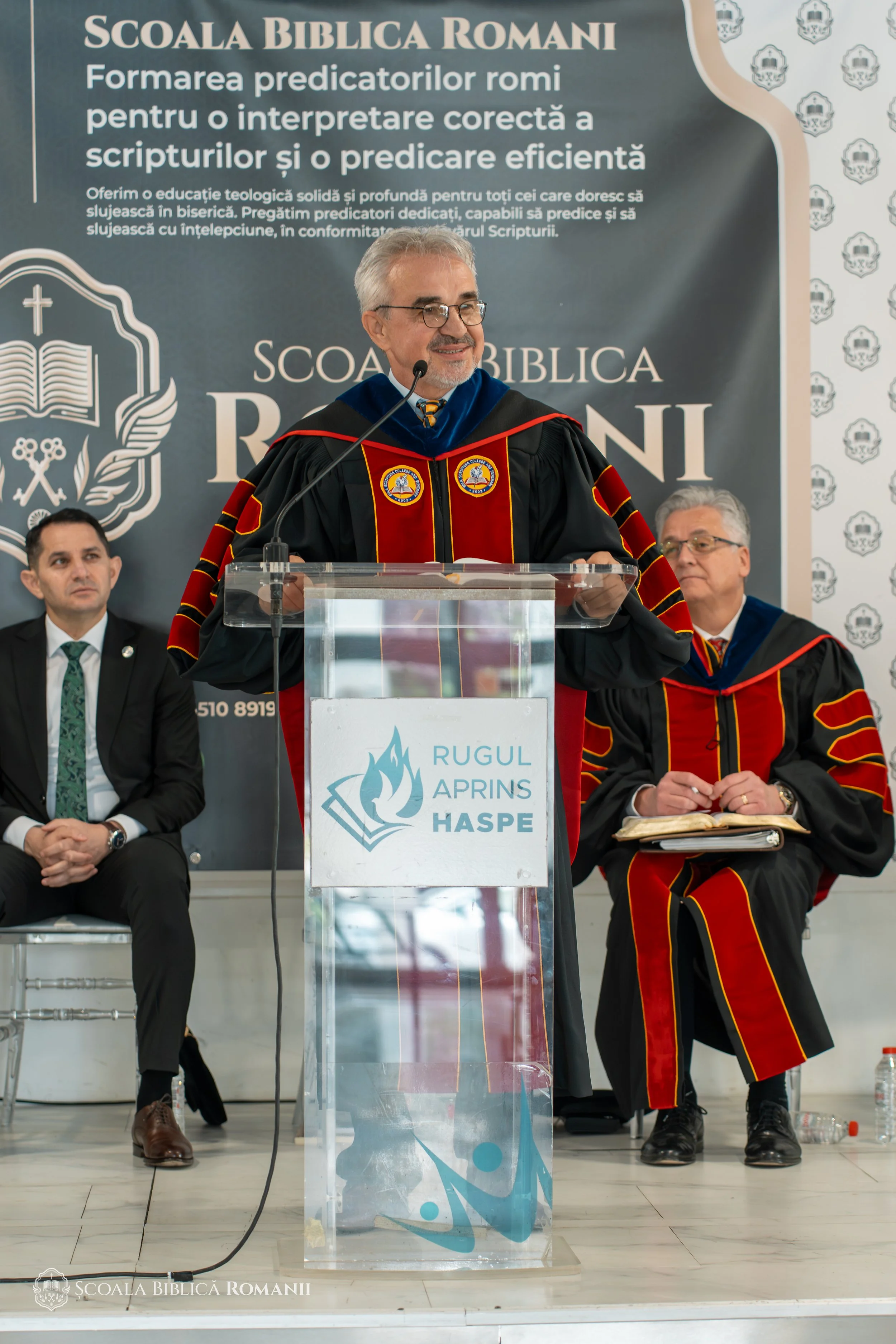 Profesor în robă academică la ceremonia de absolvire din Hagen.