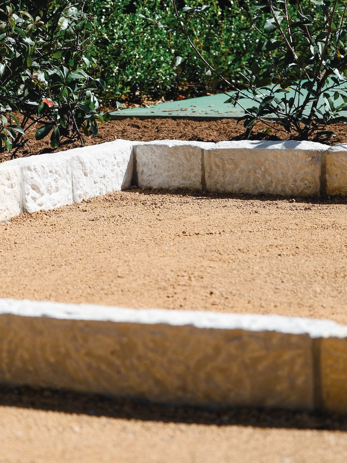 A closer look at our recently completed bocce court at our project in Burradoo