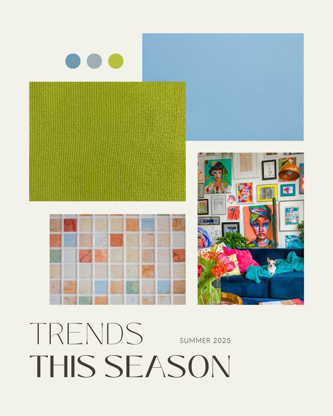 Summer is the perfect time to breathe new life into your home.

This summer&rsquo;s trending looks include soft blues and bold chartreuse accents, playful tile patterns, and maximalist gallery walls. I love seeing what trends take off - it&rsquo;s al