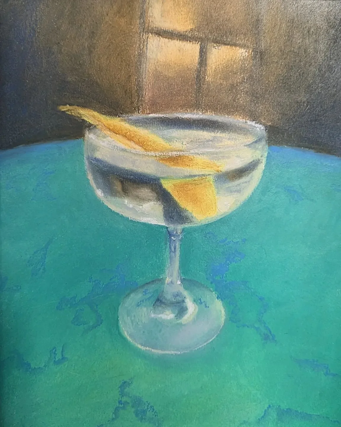 Vodka Martini and Window Light (2024)
Oil pastels on paper
8&quot; x 10&quot;