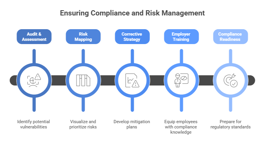 Timeline illustrating immigration resolution phases in the corporate compliance process