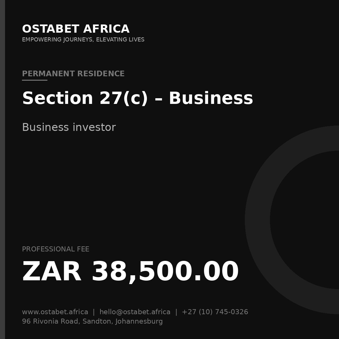 Section 27(c) Business Investor Permanent Residence