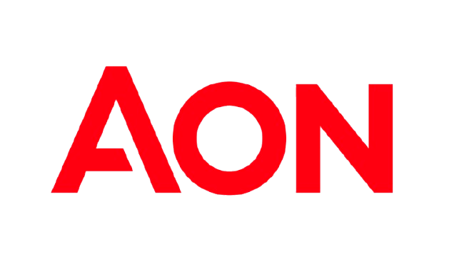 AON logo in red text on a black background.