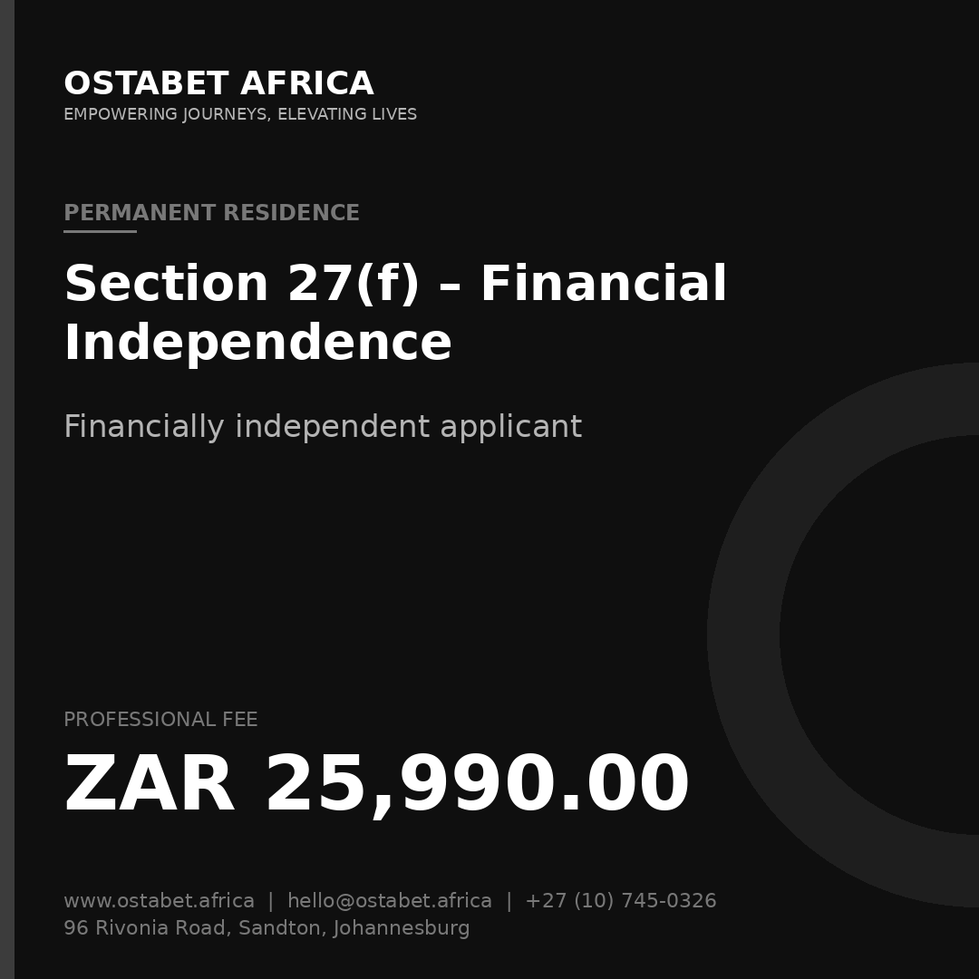 Section 27(f) Financial Independence