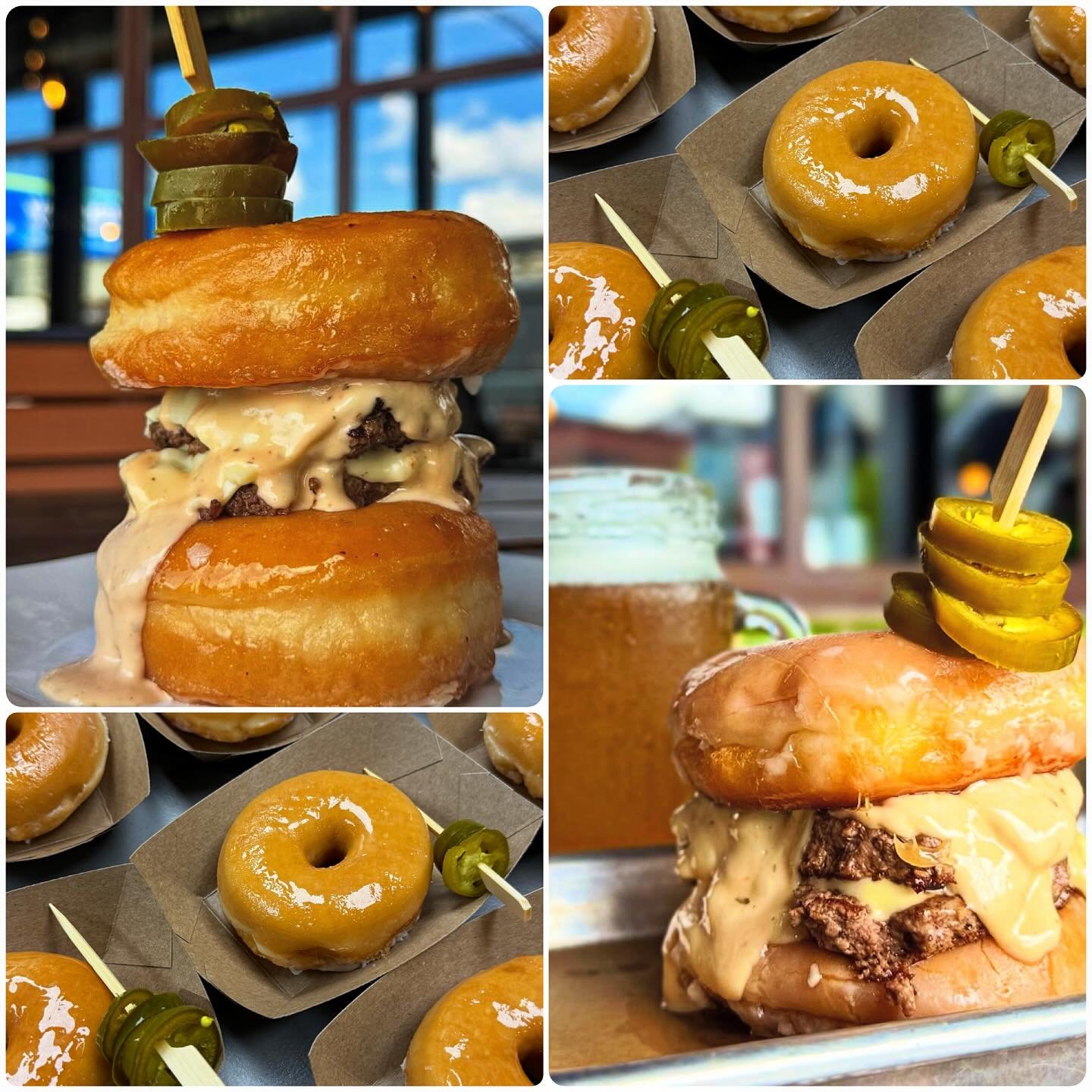Today’s your last day to try our Glaze of Glory hamburger for Lexington Burger Week! Two angus beef patties topped with double American cheese and our Bear’s secret sauce in between two glazed donuts and topped with a jalapeño skew