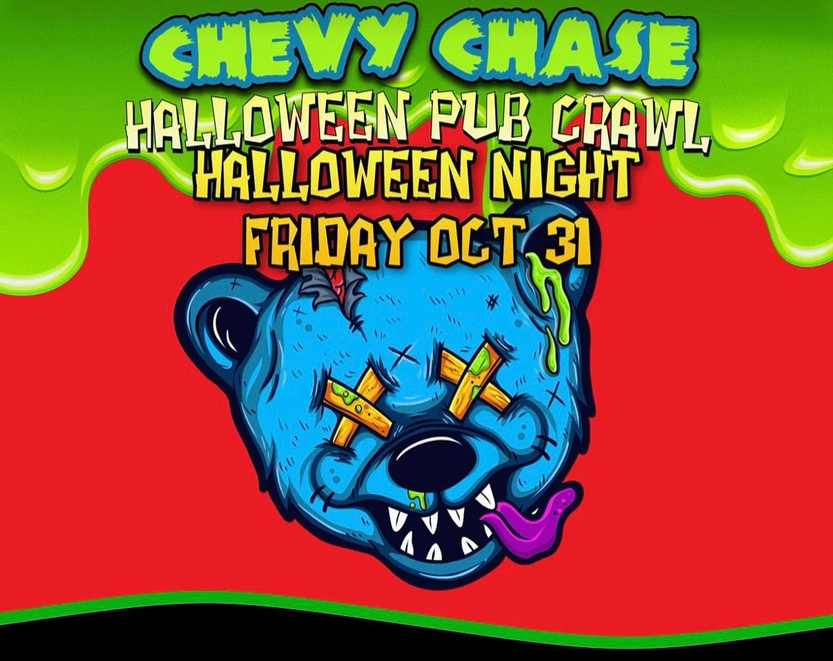 Join us this Friday for our annual Chevy Chase Halloween Pub Crawl! We will have special Halloween themed food and drink specials along with Scary Movie Trivia at 7PM! 🎃 👻 🍻 🍹 
Many more specials in the neighborhood from @thebeertrappe , @charli