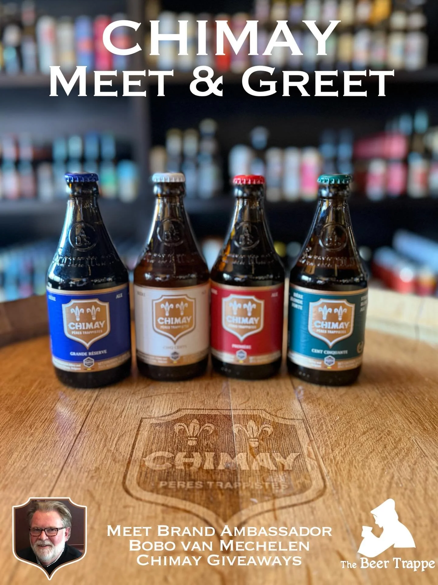Join us Thursday April 23rd at 6pm for a casual Meet &amp; Greet with Chimay Brand Ambassador Bobo van Mechelen! We will have multiple Chimay on tap and behind the bar for consumption as well as a selection of cellar beers! First 24 customers will re