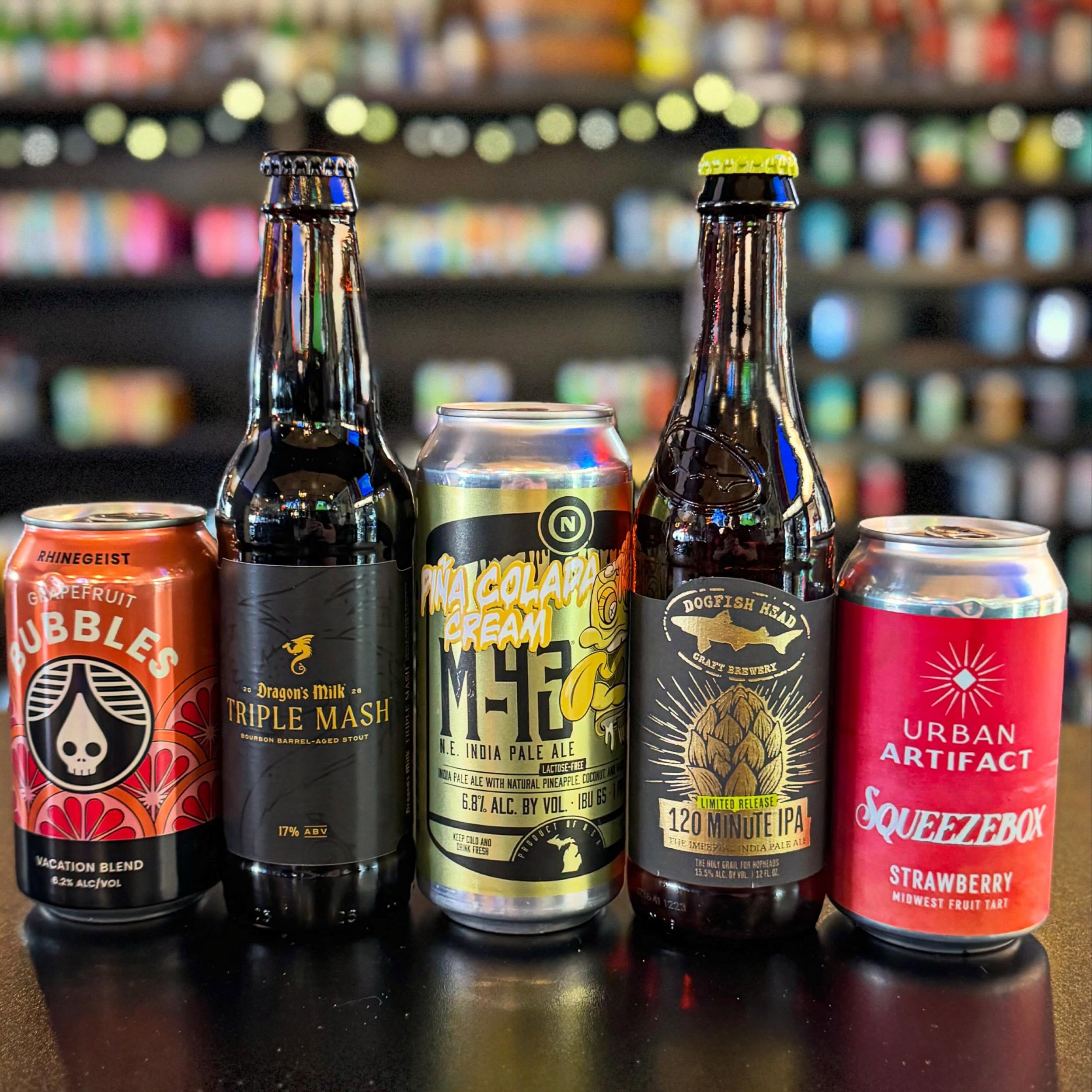 Today&rsquo;s new beers: @dogfishhead 120 Minute IPA, @urban.artifact Squeezebox, @oldnationbrewing Pina Colada M-43, @newhollandbrew Dragon&rsquo;s Milk Triple Mash, and @rhinegeist Grapefruit Bubbles

#ShareTheLex #Lexington #VisitLex #Beer #Craf