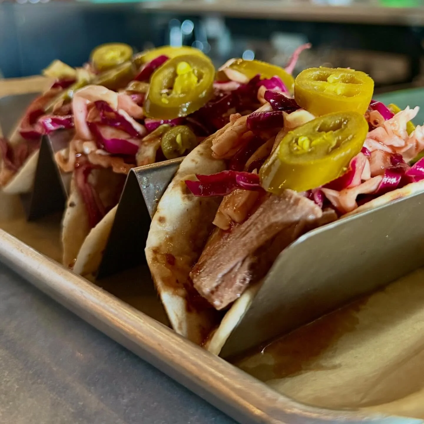 Smoked Brisket Tacos, Smoked Pepper BBQ Slaw, Jalape&ntilde;o 🔥 🌮 

It&rsquo;s back, just in time for Cinco De Mayo! 💃 
Elote Street Corn Dip 🌽 🔥 

Cinco De Mayo trivia starts at 7. 
2 for $10 Margaritas 
3 for $13 Tacos
Espol&ograve;n Reposado 