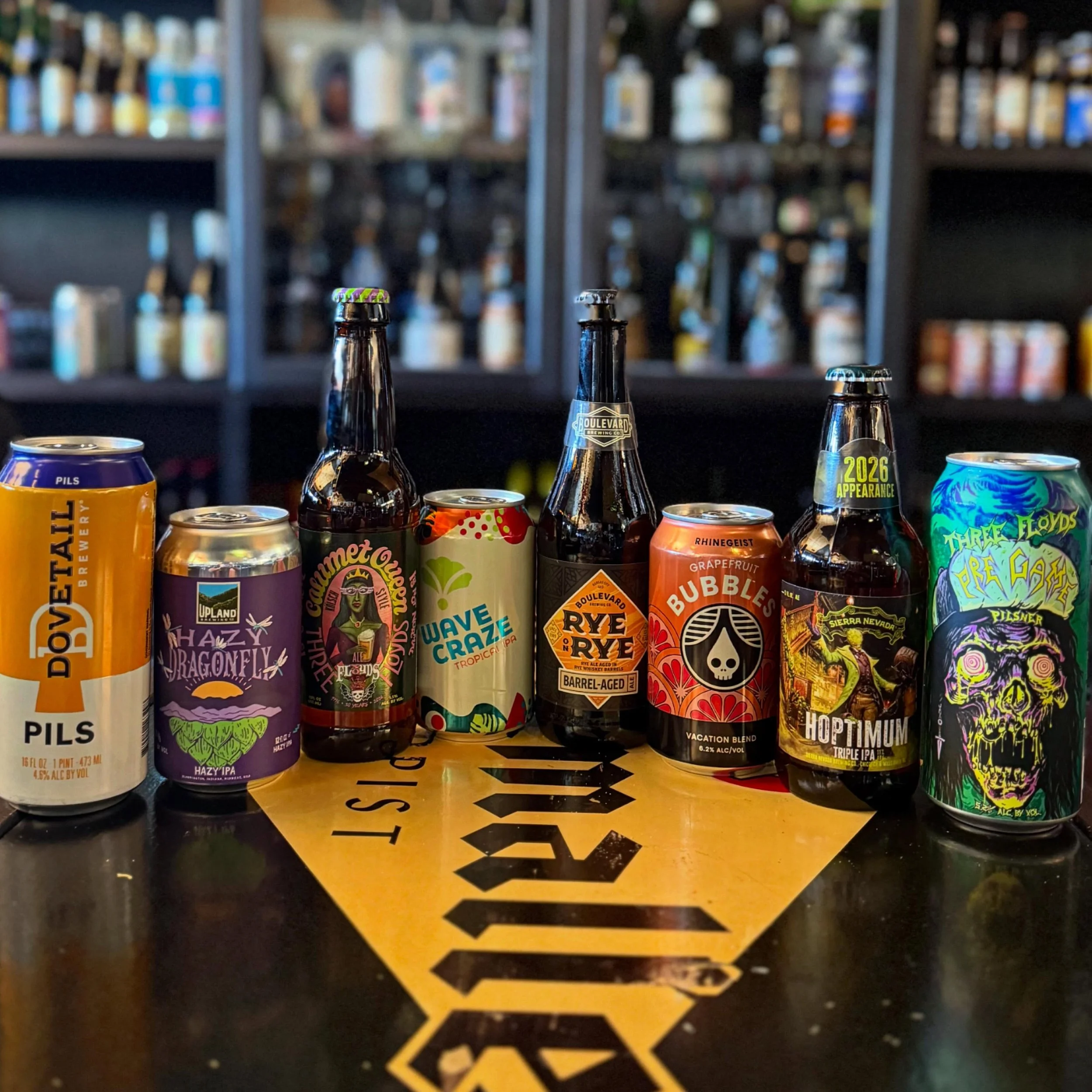 Today&rsquo;s new beers: @3floydsbrewing Pre-Game Pilsner and Calumet Queen, @sierranevada Hoptimum, @boulevard_beer Ryr on Rye, @beardediris Wave Craze, @rhinegeist Grapefruit Bubbles, @uplandbrewco Hazy Dragonfly, and @dovetailbrewery Pils

#Shar