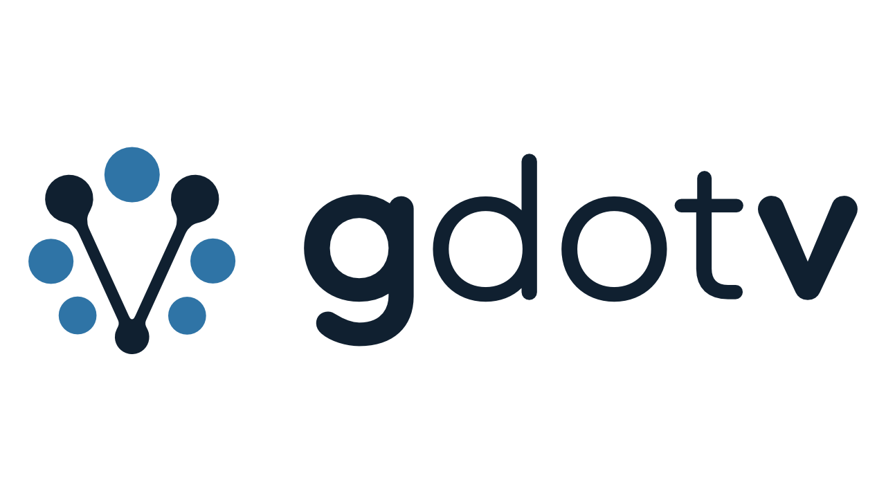 Logo with a network diagram icon and the text 'gdov' to the right