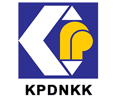 Logo with a white geometric shape, a yellow semicircular shape, and the text 'KPDNKK' beneath